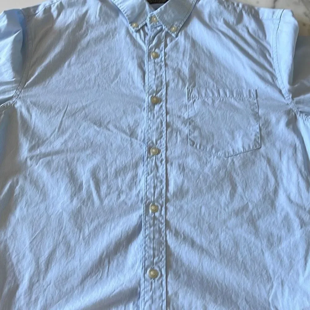 Banana Republic 078 Wash Grant Fit Blue Button Down Shirt Mens M